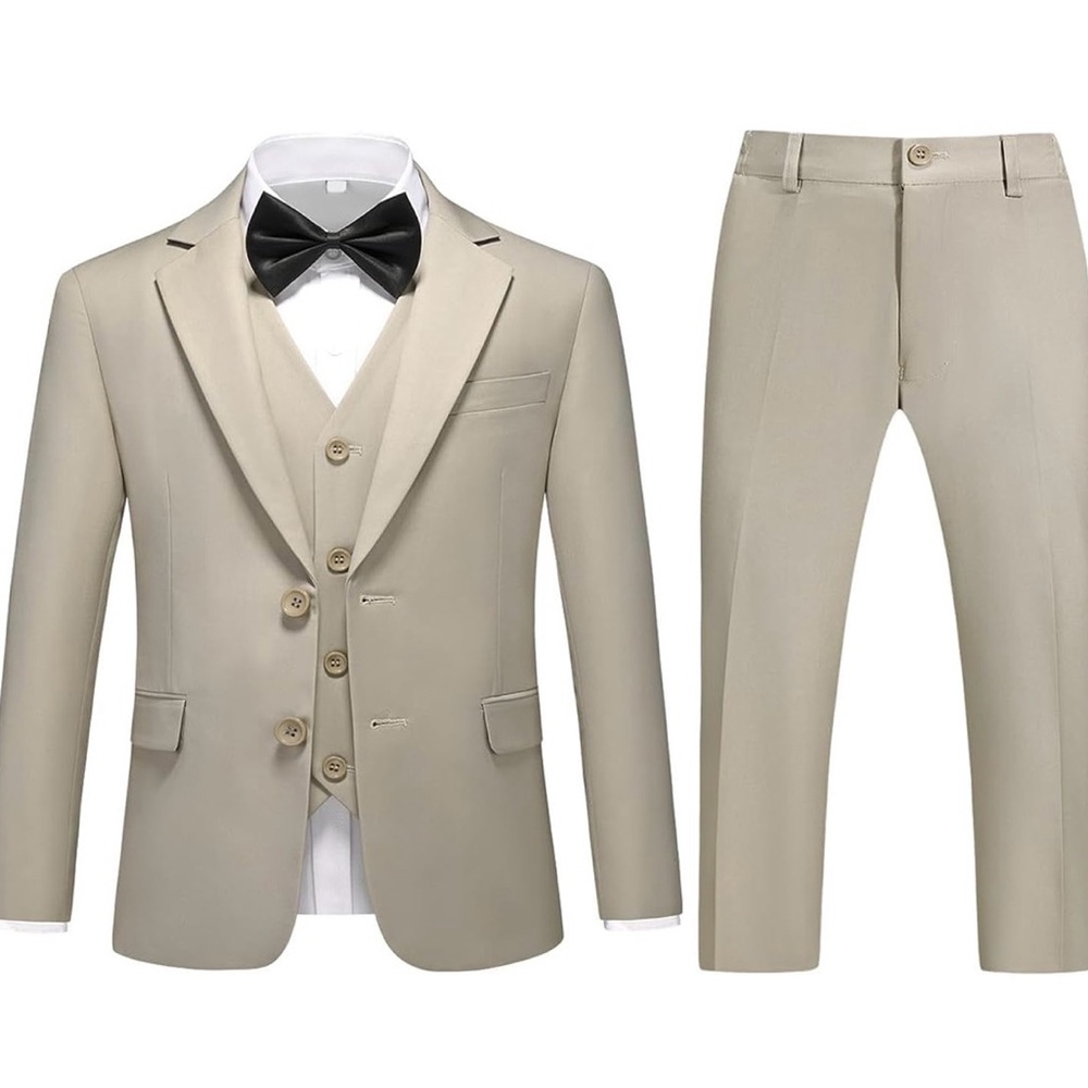 Size 6-7Y Boys Suits Solid Slim Fit Tuxedo 3 Piece Set